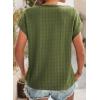 imageDokotoo Womens Blouses Summer Casual Cap Short Sleeve Tops Basic Textured Solid Color Round Neck T Shirts BlouseJungle Green