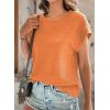 imageDokotoo Womens Blouses Summer Casual Cap Short Sleeve Tops Basic Textured Solid Color Round Neck T Shirts BlouseOrange