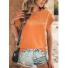 imageDokotoo Womens Blouses Summer Casual Cap Short Sleeve Tops Basic Textured Solid Color Round Neck T Shirts BlouseOrange