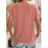 imageDokotoo Womens Blouses Summer Casual Cap Short Sleeve Tops Basic Textured Solid Color Round Neck T Shirts BlousePink 2