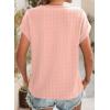 imageDokotoo Womens Blouses Summer Casual Cap Short Sleeve Tops Basic Textured Solid Color Round Neck T Shirts BlousePink