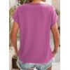 imageDokotoo Womens Blouses Summer Casual Cap Short Sleeve Tops Basic Textured Solid Color Round Neck T Shirts BlousePurple