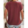 imageDokotoo Womens Blouses Summer Casual Cap Short Sleeve Tops Basic Textured Solid Color Round Neck T Shirts BlouseRed