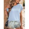imageDokotoo Womens Blouses Summer Casual Cap Short Sleeve Tops Basic Textured Solid Color Round Neck T Shirts BlouseSky Blue
