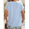 imageDokotoo Womens Blouses Summer Casual Cap Short Sleeve Tops Basic Textured Solid Color Round Neck T Shirts BlouseSky Blue