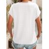 imageDokotoo Womens Blouses Summer Casual Cap Short Sleeve Tops Basic Textured Solid Color Round Neck T Shirts BlouseWhite