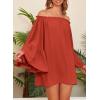 imageDokotoo Womens Summer Casual Dress Beachwear Bell Long Sleeve Off The Shoulder Tops Beach Cover Up