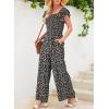 imageDokotoo Womens Casual Loose Overalls Jumpsuits One Piece Ruffle Short Sleevel Printed Wide Leg Long Pant With PocketsBlack