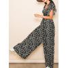 imageDokotoo Womens Casual Loose Overalls Jumpsuits One Piece Ruffle Short Sleevel Printed Wide Leg Long Pant With PocketsBlack