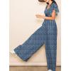imageDokotoo Womens Casual Loose Overalls Jumpsuits One Piece Ruffle Short Sleevel Printed Wide Leg Long Pant With PocketsBlue