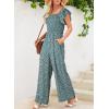 imageDokotoo Womens Casual Loose Overalls Jumpsuits One Piece Ruffle Short Sleevel Printed Wide Leg Long Pant With PocketsGreen
