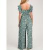 imageDokotoo Womens Casual Loose Overalls Jumpsuits One Piece Ruffle Short Sleevel Printed Wide Leg Long Pant With PocketsGreen