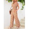 imageDokotoo Womens Casual Loose Overalls Jumpsuits One Piece Ruffle Short Sleevel Printed Wide Leg Long Pant With PocketsYellow