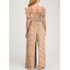 imageDokotoo Womens Casual Loose Overalls Jumpsuits One Piece Ruffle Short Sleevel Printed Wide Leg Long Pant With PocketsYellow
