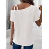 imageDokotoo Womens Summer Tops Off One Shoulder Waffle Knit Short Sleeve TShirts Casual Lightweight Solid Color BlousesWhite