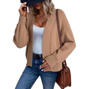 imageDokotoo Cardigan Sweaters for Women Lantern Sleeve Womens Cardigan Sweaters Fall Winter Clothes 2025Beige