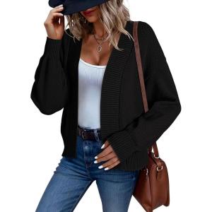 imageDokotoo Cardigan Sweaters for Women Lantern Sleeve Womens Cardigan Sweaters Fall Winter Clothes 2025Black