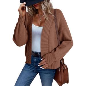 imageDokotoo Cardigan Sweaters for Women Lantern Sleeve Womens Cardigan Sweaters Fall Winter Clothes 2025Chestnut