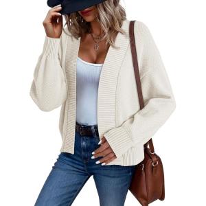 imageDokotoo Cardigan Sweaters for Women Lantern Sleeve Womens Cardigan Sweaters Fall Winter Clothes 2025White