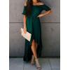 imageDokotoo Womens 2025 Off The Shoulder Casual Short Sleeve Maxi Dress High Low Solid Cocktail Skater DressesGreen2