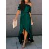 imageDokotoo Womens 2025 Off The Shoulder Casual Short Sleeve Maxi Dress High Low Solid Cocktail Skater DressesGreen2
