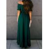imageDokotoo Womens 2025 Off The Shoulder Casual Short Sleeve Maxi Dress High Low Solid Cocktail Skater DressesGreen2