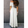 imageDokotoo Womens 2025 Off The Shoulder Casual Short Sleeve Maxi Dress High Low Solid Cocktail Skater DressesWhite
