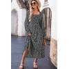 imageDokotoo Boho Dresses for Women 2025 Casual Floral Square Neck Long Sleeve Smocked Elastic Waist Tiered Ruffle Hem Maxi DressBlack