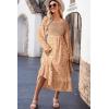 imageDokotoo Boho Dresses for Women 2025 Casual Floral Square Neck Long Sleeve Smocked Elastic Waist Tiered Ruffle Hem Maxi DressDark Orange