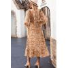 imageDokotoo Boho Dresses for Women 2025 Casual Floral Square Neck Long Sleeve Smocked Elastic Waist Tiered Ruffle Hem Maxi DressYellow