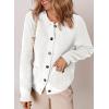 imageDokotoo Cardigan Sweaters for Women Casual Long Sleeve Crewneck Button Down Cable Knit Sweater Tops with PocketsBeige
