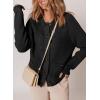imageDokotoo Cardigan Sweaters for Women Casual Long Sleeve Crewneck Button Down Cable Knit Sweater Tops with PocketsBlack