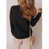 imageDokotoo Cardigan Sweaters for Women Casual Long Sleeve Crewneck Button Down Cable Knit Sweater Tops with PocketsBlack