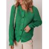 imageDokotoo Cardigan Sweaters for Women Casual Long Sleeve Crewneck Button Down Cable Knit Sweater Tops with PocketsGreen