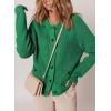 imageDokotoo Cardigan Sweaters for Women Casual Long Sleeve Crewneck Button Down Cable Knit Sweater Tops with PocketsGreen