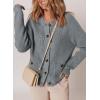 imageDokotoo Cardigan Sweaters for Women Casual Long Sleeve Crewneck Button Down Cable Knit Sweater Tops with PocketsGrey