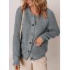 imageDokotoo Cardigan Sweaters for Women Casual Long Sleeve Crewneck Button Down Cable Knit Sweater Tops with PocketsGrey