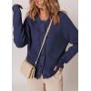 imageDokotoo Cardigan Sweaters for Women Casual Long Sleeve Crewneck Button Down Cable Knit Sweater Tops with PocketsNavy Blue
