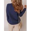 imageDokotoo Cardigan Sweaters for Women Casual Long Sleeve Crewneck Button Down Cable Knit Sweater Tops with PocketsNavy Blue