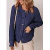 imageDokotoo Cardigan Sweaters for Women Casual Long Sleeve Crewneck Button Down Cable Knit Sweater Tops with PocketsNavy Blue