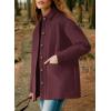 imageDokotoo Casual Quilted Jackets for Women Button Down Collared Long Sleeve Shirts Fall Jackets with Pockets 2025Burgundy
