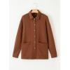 imageDokotoo Casual Quilted Jackets for Women Button Down Collared Long Sleeve Shirts Fall Jackets with Pockets 2025Chestnut