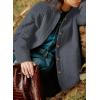 imageDokotoo Casual Quilted Jackets for Women Button Down Collared Long Sleeve Shirts Fall Jackets with Pockets 2025Dark Grey
