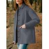 imageDokotoo Casual Quilted Jackets for Women Button Down Collared Long Sleeve Shirts Fall Jackets with Pockets 2025Dark Grey