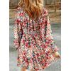 imageDokotoo Fall Dresses for Women 2025 Boho Floral V Neck Long Sleeve Smocked Elastic Waist Casual ALine Mini Dress SundressMulticolored