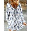 imageDokotoo Fall Dresses for Women 2025 Boho Floral V Neck Long Sleeve Smocked Elastic Waist Casual ALine Mini Dress SundressWhite
