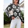imageDokotoo Flowers Sweater Ivory Flora Crewneck Cute Casual Long Sleeve Fall Winter Knitted Pullover TopsBlack