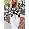 imageDokotoo Flowers Sweater Ivory Flora Crewneck Cute Casual Long Sleeve Fall Winter Knitted Pullover TopsBlack