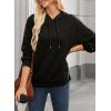 imageDokotoo Hoodies for Women Casual Long Sleeve Textured Knit Loose Drawstring Hooded Sweatshirt with PocketBlack