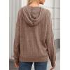 imageDokotoo Hoodies for Women Casual Long Sleeve Textured Knit Loose Drawstring Hooded Sweatshirt with PocketBrown